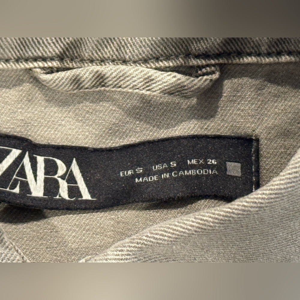 Zara Women’s Khako Green Denim Embroidered Jacket: Size Small Boho Outdoor - Picture 9 of 10